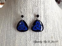 Little Majorelle Blue Celtic Triangle Earrings Pysanky Eggshell Jewelry By So Jeo : pysanky pysanka ukrainian easter egg batik art eggshell jewelry pendants earrings drop dangle etched flowers gift women accessories accessory pendant necklace bail crystal finding sterling silver filled sojeo flowers celtic purple white red pink brown green purple orange cream burgundy magenta teal turqoise crows crow blue black so jeo art handmade